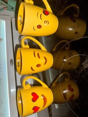 Yellow Emoji Coffee Mugs - Set of 3